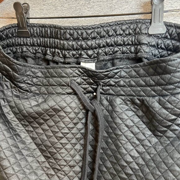 Fabletics Mini Skirt Women Size S Black Quilted Drawstring Straight Coated - Picture 7 of 13